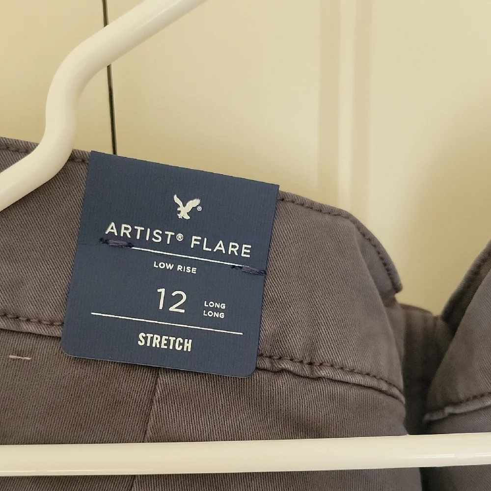 NWT AE American Eagle Outfitters Artist Flare 12L Gray Charcoal Pants - Picture 4 of 4